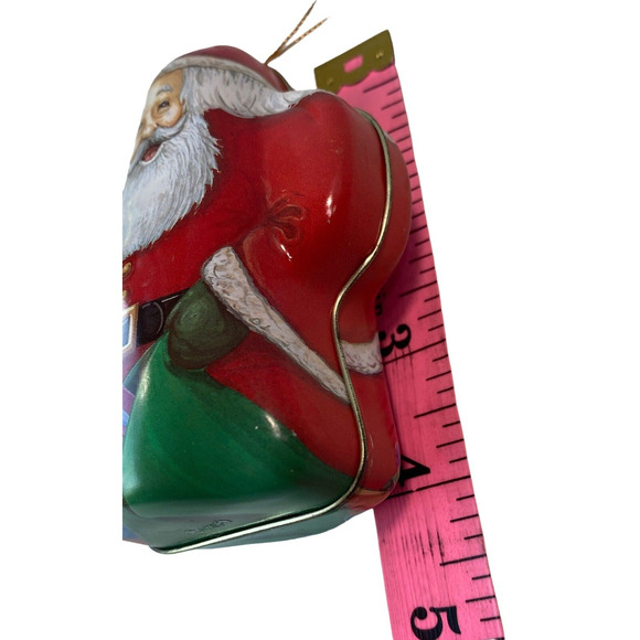 Vintage 90s Santa Tin Christmas Tree Holiday Gift Box Or Decor Container - Picture 5 of 6